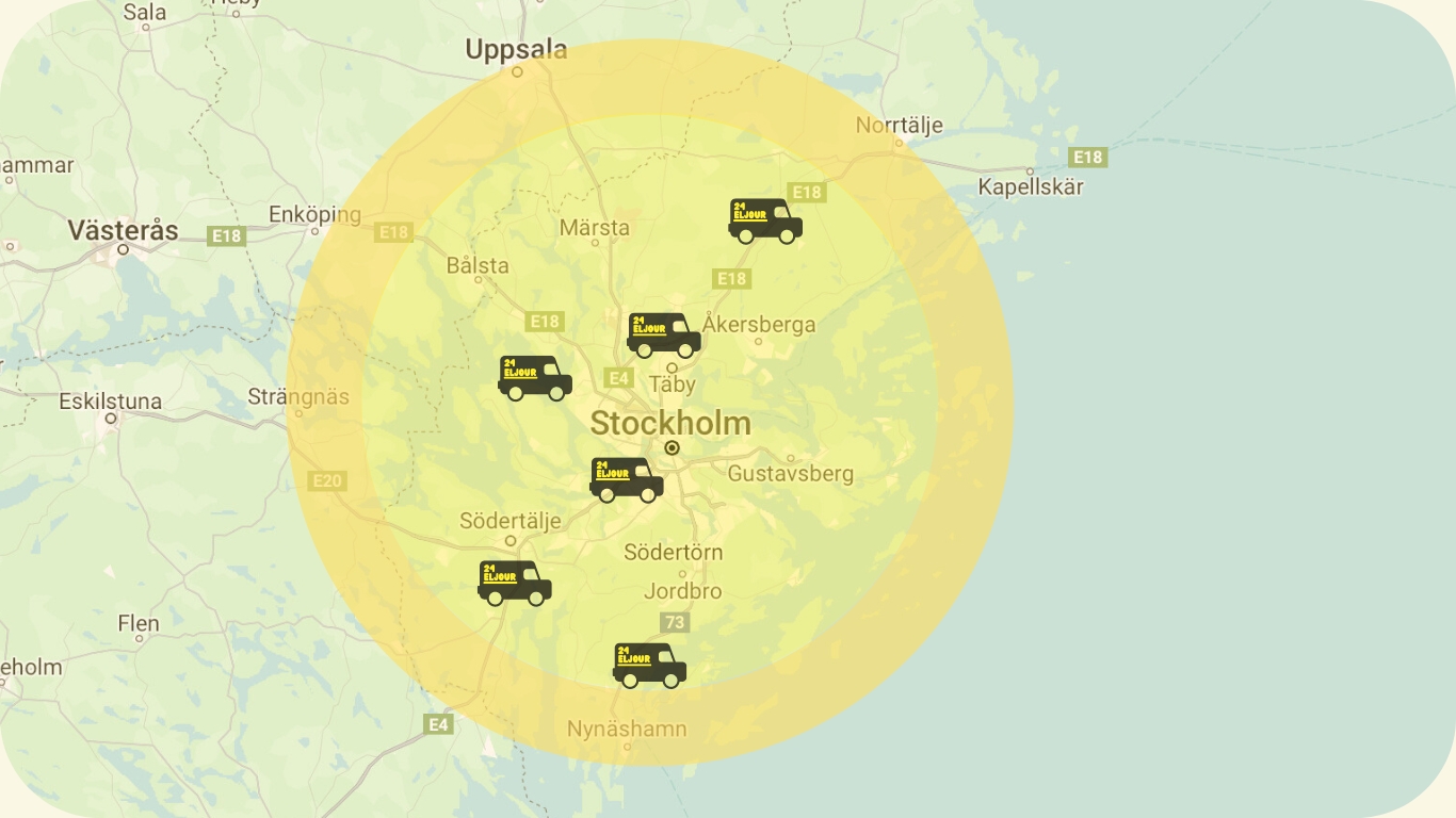 Vi har eljour bilar redo över hela Stockholm